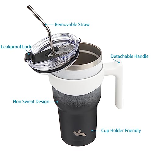 Image of Konokyo 30 oz Tumbler with Handle and Straw, Insulated Travel Mug