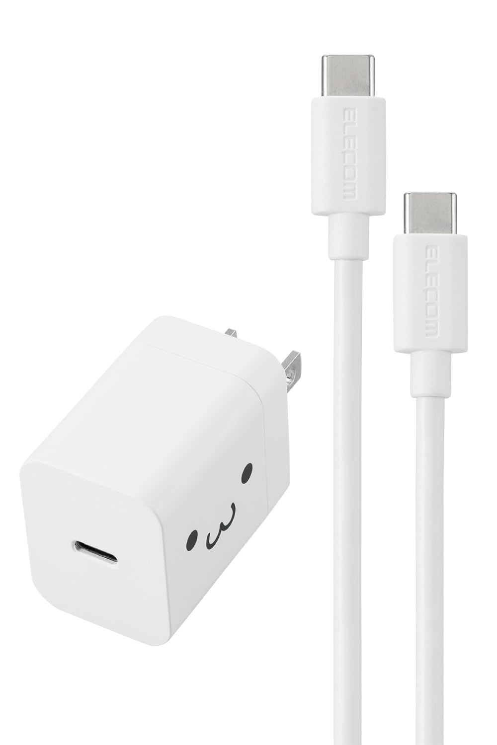 エレコム 充電器 Type-C ケーブル付属 1.5m USB PD対応 20W PSE認証品 GaN採用 折りたたみ式プラグ しろちゃん MPA-ACCP7120WF