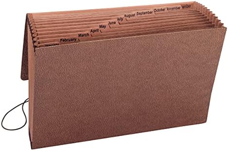 Smead TUFF Expanding File, 12 Pockets, Monthly (Jan.-Dec.), Flap and Cord Closure, Legal Size, Redrope (70390)