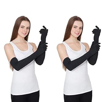 Dressify Men & Women Black Cotton Full Hand Biking and Driving Dust and Sun Protection Gloves|Arm Sleeves Perfect for Cycling, Driving, Running, Basketball, Football & Outdoor Activities (Pack of 2)