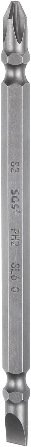 HARFINGTON Magnetic Double Ended Screwdriver Bit 6mm PH2/SL6 4.33" Length 1/4" Hex Shank S2 Steel Phillips Cross Slotted Flat Screw Driver Bit