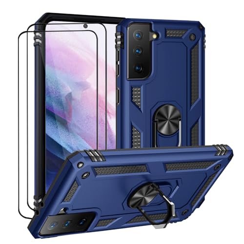 Coque Samsung S21 anneau rotatif 360 degrés et double vitre incluse
