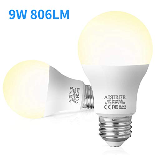 AISIRER Smart Light Bulb WiFi LED Bulbs 9W 806LM Compatible with Amazon Alexa
