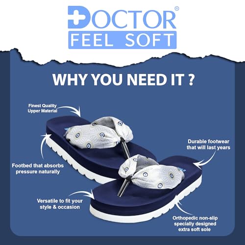 Image of DOCTOR FEEL SOFT Women's Cushioned Platform Slippers | Soft Fabric Padded Strap Flip Flops | Lightweight Shock Absorbing Sole for Everyday Wear Home, Casual & Relaxed Walking Use