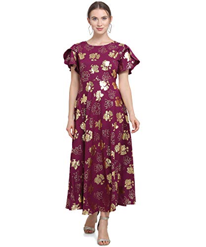 Image of OOMPH! Women's Western & Fusion wear Crepe A-Line Maxi Dress - mdfoil
