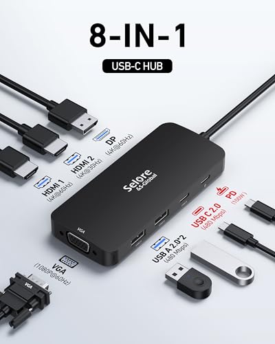 Selore USB C Docking Station Dual HDMI Monitor Adapter USB C Hub 4 Monitors - image 2