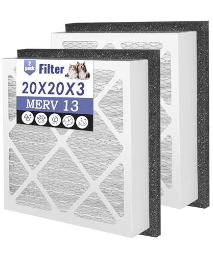 20x20x3 MERV 13 Replacement Filter Compatible with Zephyr VGF Series 20x20x3 Whole Home Return Air Grille Filters include 2 Pack Air Filtration System furnace filters