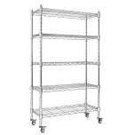 AIRAJ Shelving Unit,5 Tier Wire Storage Shelves on Wheels,Garage Shelving Units,Storage Shelving with Adjustable Leveling Feet,700kg Metal Shelving Unit,84W×33D×186HCM,for Kitchen,Garage,Pantry,Silver