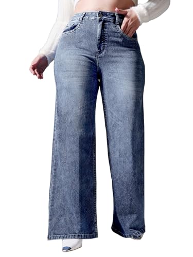 Image of Miss Chase A+ Women's High Rise Regular-Length Stretchable Denim Wide-Leg Shaping Jeans