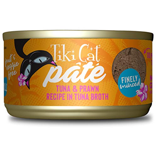 Tiki Cat Grill Pâté, Tuna & Prawn, High-Protein and 100% Non-GMO Ingredients, Wet Finely Minced Cat Food for All Life Stages, 2.8 oz. Cans (Pack of 12)