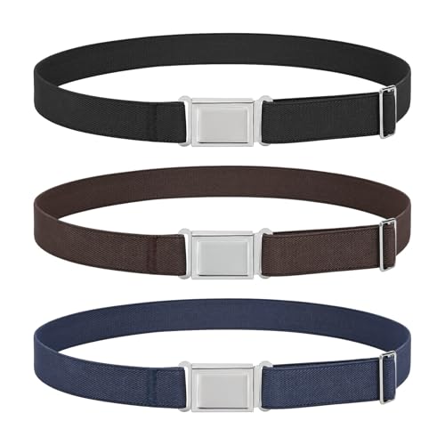 WHIPPY 3 Pack Kids Adjustable Magnetic Belt with Easy Magnetic Buckle for Boys Girls