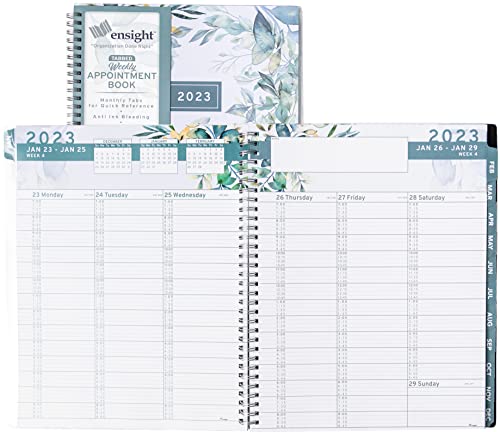 2023 Appointment Book & Planner Ensight 8.5 X 11 Inches, Large Tabbed Daily Hourly Weekly Planner, Calendar And Schedule Book 15-Minute Time Slots, Business And Personal Planner Jan 2023 - Jan 2024(Floral) #TOP17