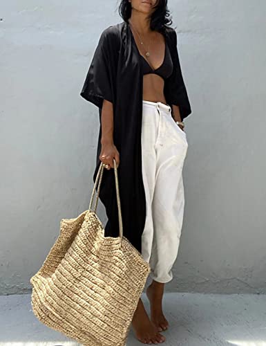 Image of Bsubseach Stylish Tie Dye Open Front Long Kimono Swimsuit Coverup for Women | Loose Fit Boho Style Bathing Suits Cardigans,Summer Causal Resort Wear