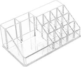 NYALKARAN Acrylic Cosmetic Organizer 16 Compartments for Makeup and Lipstick Storage - Sleek and Space-Saving Design, Cosmetics, Transparent
