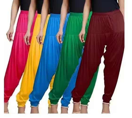 vee ess Ultra Soft Material Viscose Rayon Solid Attractive Pleated Pattern Casual wear Patiala Pants for Womens Combo_5-picture-23