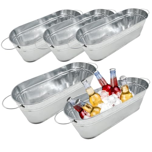 5pcs verzinkter Pflanzer langlebiger Pflanzer erhöhter Betten im Freien Metall Pflanzer mit Griffen Garten Pflanzentopf für Kräuterblumen-Pflanzer 11.4x3.9x3.2 '' verzinktes Pflanzgefäße Pflanzer