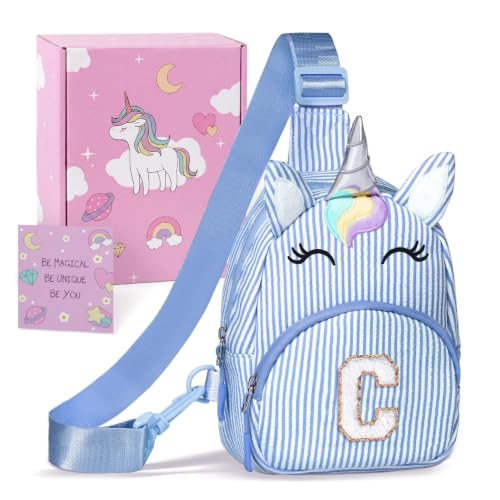 COSHAYSOO Unicorn Toddler Little Girl Gifts Handbag Crossbody Blue Letter C