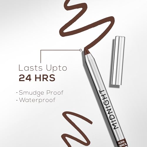 Image of RENEE Midnight Kohl Pencil- Brown | Waterproof, Smudge-proof Kajal With Sharpener | Matte Finish, Long-lasting Upto 24 Hours | One-swipe Application With Vitamin E | 1.5 g