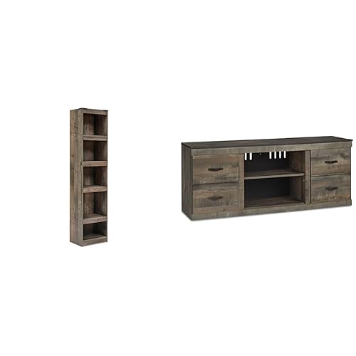 Signature Ashley Trinell Rustic 60" TV Stand with Pier Bookcase,