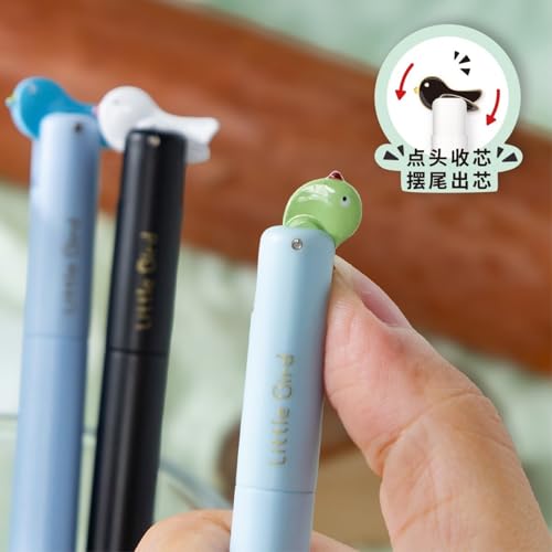 Stylo central teeterbird bleu 0,5 mm avec queue rotative et perles doubles x12 - 4