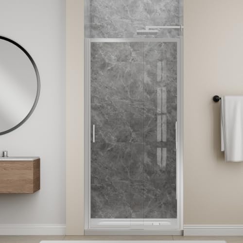 Image of 33-37 inch W x 72 inch H Pivot Shower Door, 3 /16 inch(5mm) Glass, Polished Chrome