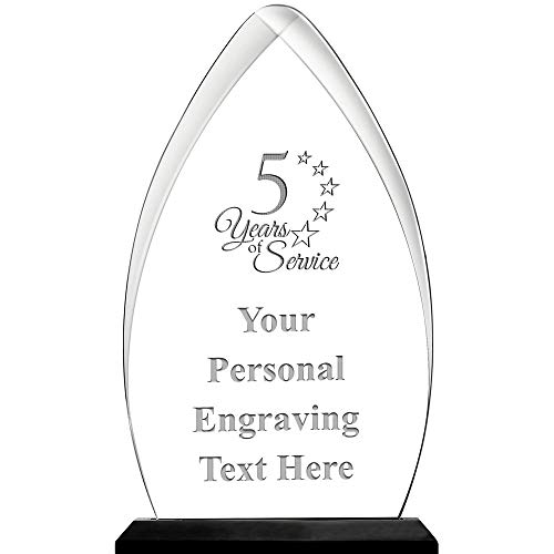 5 Years Of Service Acrylic Award, 6.75" H Personalized Years Of Service Award With Custom Engraving #TOP16