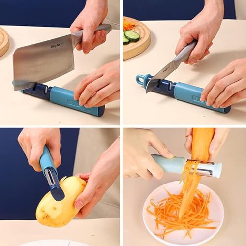 Image of Multi-Functional Vegetable Peeler for Kitchen | Stainless Steel Peeler with Wooden Handle & Bottle Opener | Single Blade for Fruits and Vegetables | 1 Piece (Apple Peeler)