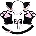 NEOLA Katze Cosplay Set Katze Ohren Katzenschwanz Plüsch Klaue Handschuhe Glocke Lolita Anime Fancy Dress Party Halloween Kätzchen Kostüm für Kinder und Erwachsene (Schwarz)