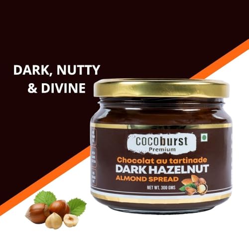Image of Jindal Cocoa Cocoburst Dark Chocolate Hazelnut Almond Spread - 300g | Choco Spread with Cocoa & Hazelnut Butter | Chocolate Spread Without Palm Oil | No Trans Fat or Artificial Preservatives | Rich & Creamy