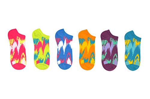 Tie Dye Socks (6 Pair) - Cute Sock Pack Lowcuts - Ladies Shoe Size: 4-102