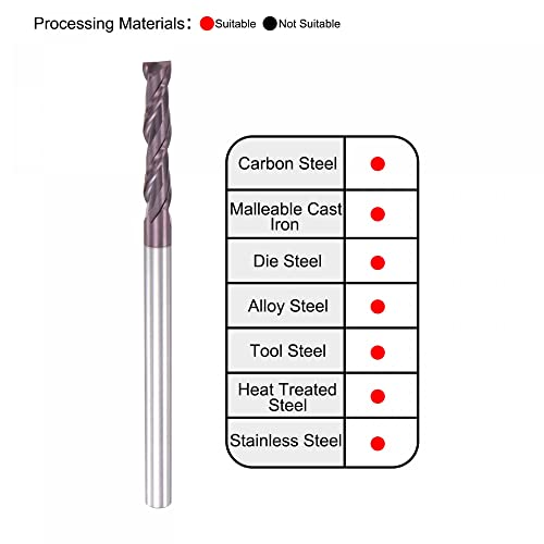 sourcing map VHM Schaftfräser 6 mm, 2 Zähne, Klingenlänge 30 mm Rötlich (passiv)-Beschichtung CNC Fräser für Edelstahl, Verbundwerkstoffe und Legierungen, Rot