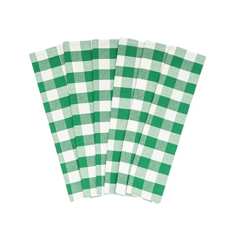 Image of Bulk Green Dish Towels - 30 Pack, 30 inchx20 inch, 100% Cotton Green Kitchen Towels Set - St Patrick's Day Tea Towels with Hanging Loop - Checkered, Lint-Free & Highly Absorbent (30 Pack)