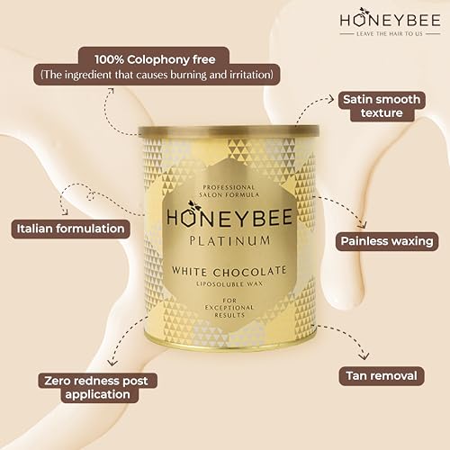 Image of Honeybee White Chocolate Liposoluble Painless Hair Removal Wax For Men & Women| Quick & Easy Tan Removal Waxing Kit for All Skin Types, Body Wax for Arms, Legs, Back| 800g, Pack of 1