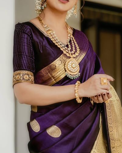 Image of Sugathari Women's Maroon Banarasi Kanchipuram Art Silk Saree for Women - Traditional Wedding & Party Saree with Blouse Piece - Ethnic Indian Silk Saree for Bridal, Festive (KS-156)