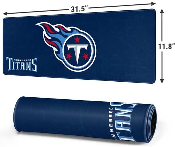 Skinit Large Gaming Mouse Pad - Officially Licensed Tennessee Titans Distressed Design with Stitched Edges, Waterproof, Non-Slip Rubber Base, Desk Mat for Keyboard & Mouse, 31.5" x 11.8" inches
