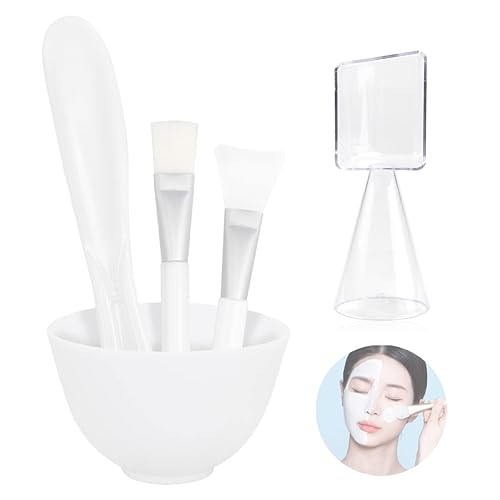 FERCAISH 5 piezas de bricolaje para mascarilla facial, cuenco de silicona para microondas, herramienta de belleza cosmética para salón en casa