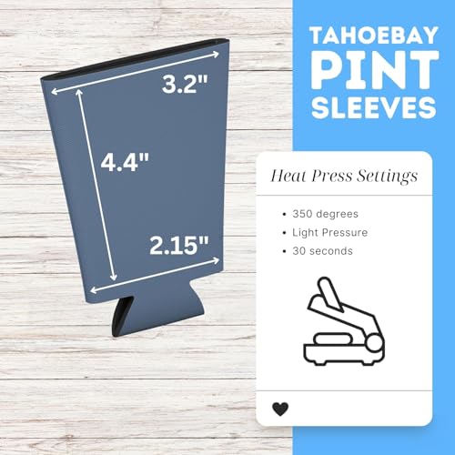 Image of TahoeBay Blank Pint Glass Sleeves, Beer Coolers, 6-Pack, Steel Blue | Insulating Foam Cooler, 16oz Collapsible Tapered Beverage Holder, Bar Cup Insulator for Transfer Vinyl, HTV, Sublimation, DTF