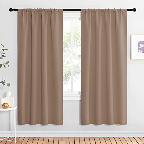 NICETOWN Kids Blackout Curtain Panels - Window Treatment Thermal Insulated Rod Pocket Blackout Drapes for Bedroom (Set of 2, 42 by 72 Inch, Cappuccino