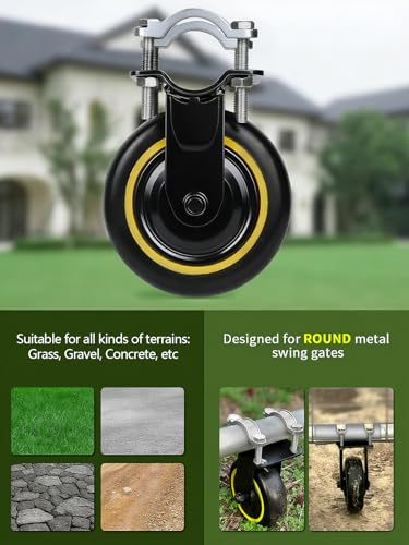 Image of 6 inch Black Gate Wheels for Metal Tube Gate - Fence Gate Wheel for Metal Swing Gate Farm Gate Wheel - 1 Pack