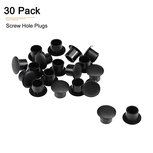 Image of DTGN 8mm x 11mm x 8mm(Dia. x Cap Dia. x H) Screw Hole Plugs - 30Pack - Good for Furniture Cupboard Wardrobe - Plastic Fastener Hole Caps - Black