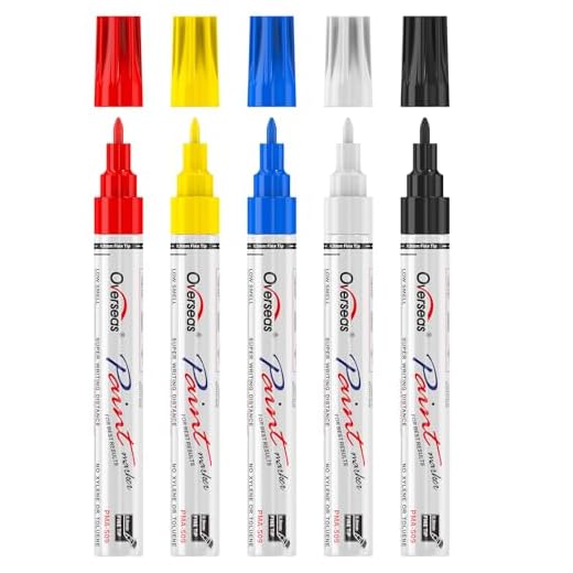 Overseas Oil-Based Fine Tip Paint Marker Pen - 5 Colors 0.9mm Fine Nib Permanent Markers, Quick Dry, Waterproof, Fade Resistant Paint Pens for Metal, Wood, Rock, Plastic, Ceramics, Rubber, Glass