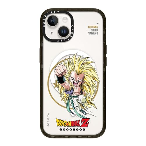 CASETiFY �C���p�N�g iPhone 14 �P�[�X [MagSafe�Ή�/���^ �y��/�ϏՌ�/Dragon Ball Z Co-lab] - �N���A �u���b�N - SUPER SAIYAN 3 GOTENKS Case