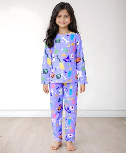 Image of Anthrilo Pure Cotton Printed Pyjama Set for Girls | Sleepwear | Night Suit, Night Wear | Long Sleeves T-Shirt & Pyjama | Regular Wear | 0-14 Years