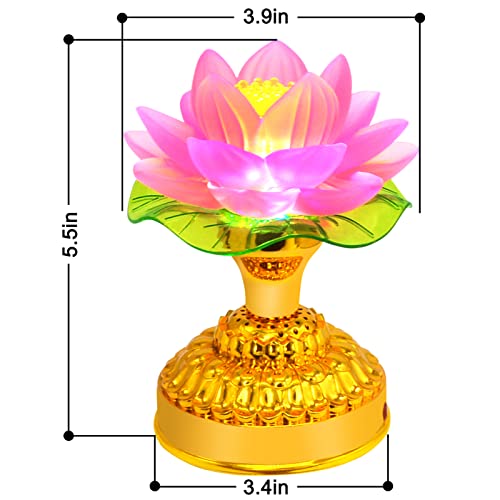 Fengshuibringluck Feng Shui 2PCS LED Lotus Buddhist Lamp Color Light Buddha Song Player Lotus Crystal Colorful Lamp Decoration (Pink Lotus)