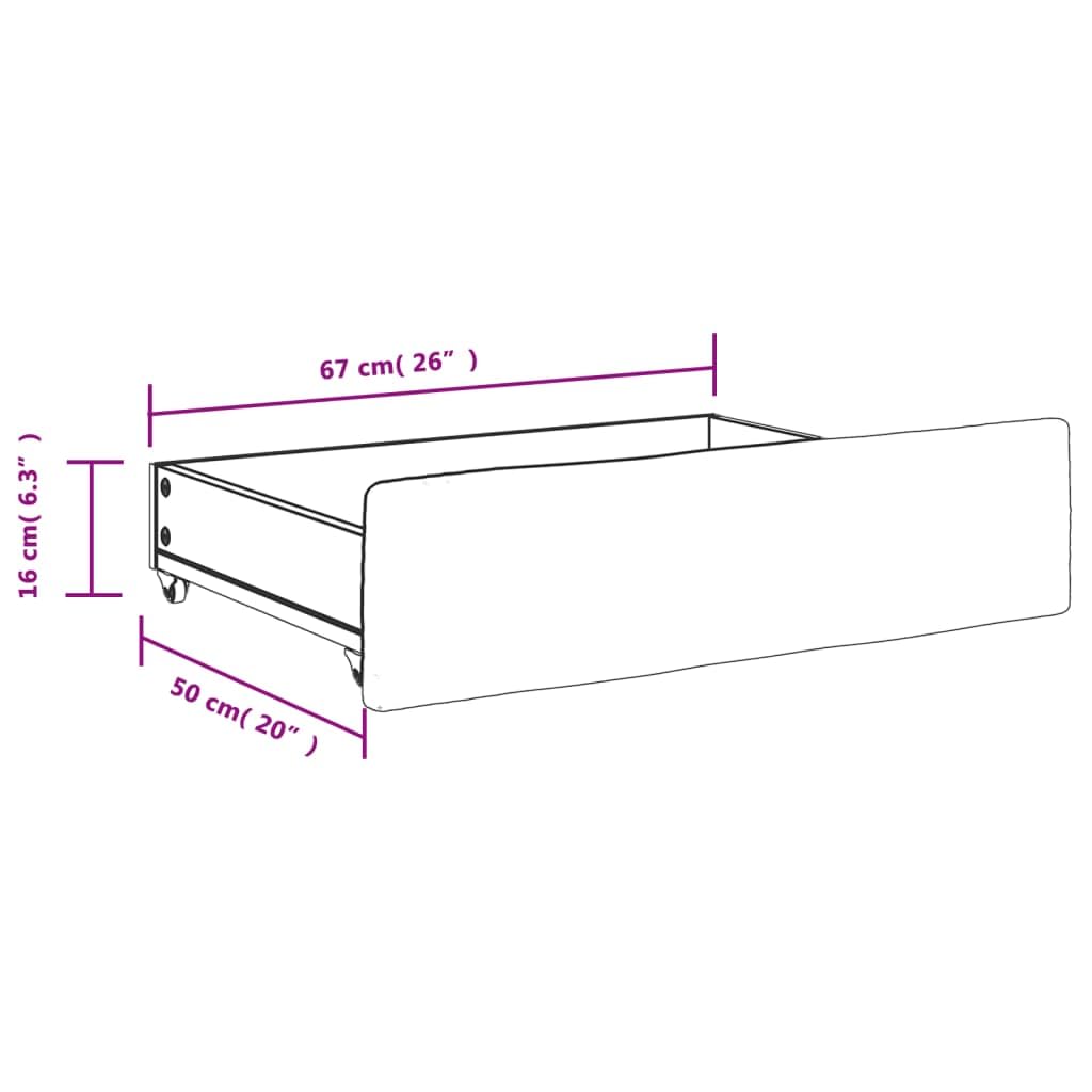 vidaXL Cajones de cama 2 uds madera ingeniería y cuero sintético negro