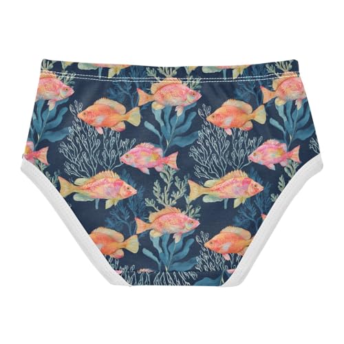 Girls Underwear Soft Cotton Tropical Fish Coral Kids Panties in Sizes 2/3t, 4t, 5t, 6 and 82