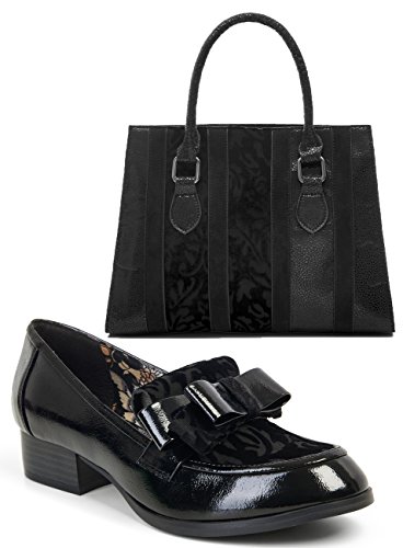 Ruby Shoo Mocassins Gabriella pour femme et sac Panama assorti - Noir - Noir , 41 EU Cover