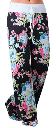 Image of Women Pajama Pants Comfy Lounge Wide Leg Casual Stretch Palazzo Drawstring Pj Bottoms Pants S-3XL