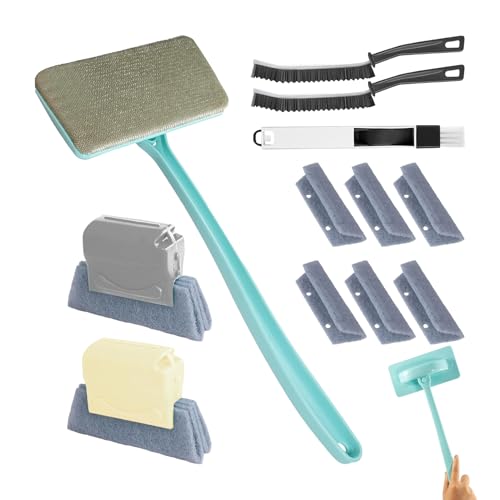 Limpiador De Pista De Puerta Corrediza - Cepillo para Limpiar Mosquiteros,Raspador Desmontable con Mango Largo para Tapicería Baño Baldosas Pared Suelo Horno Coche Fregadero