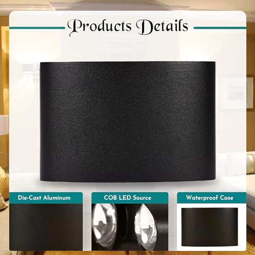 Image of Waterproof Up Down Led Wall Lamp, Aluminium IP65 Body 2+2 Ray, Warm White, Indoor /Outdoor Decorative Wall Sconce Light (4 Ray Warm White)